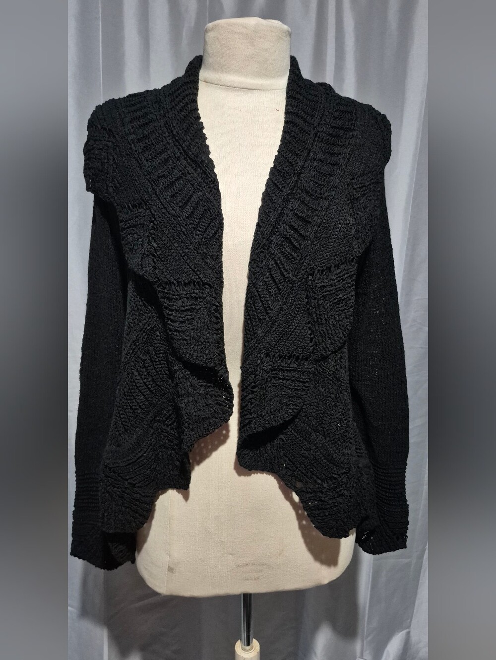 Black Open-Front Women's Knit Sweater Cardigan